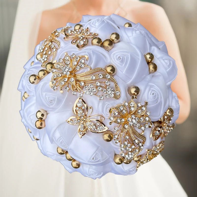 Cream Satin Rose Wedding Bouquet - Luzilly Bridal & Apparel