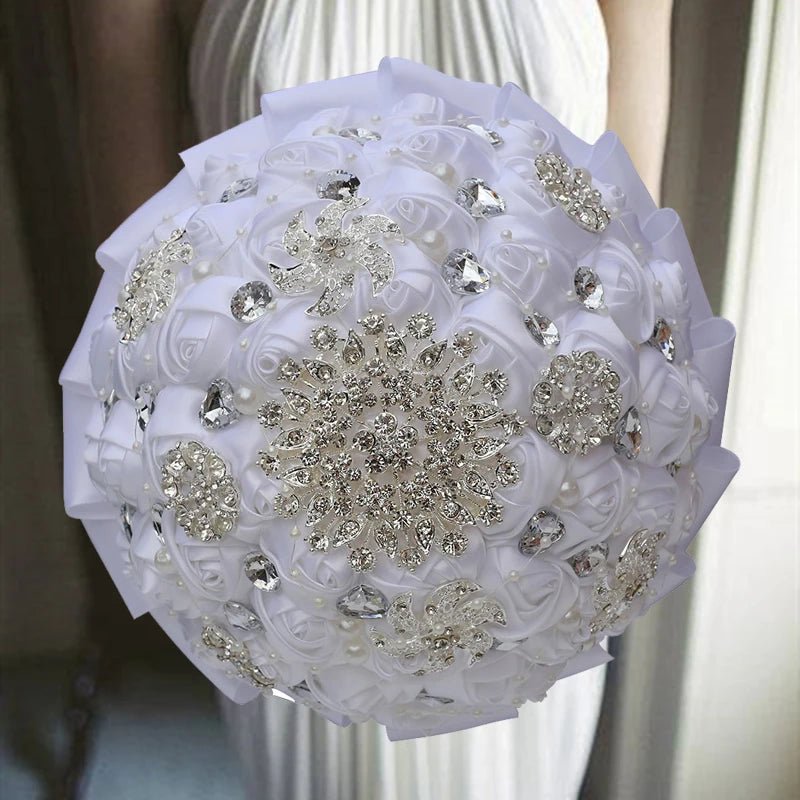 Cream Satin Rose Wedding Bouquet - Luzilly Bridal & Apparel