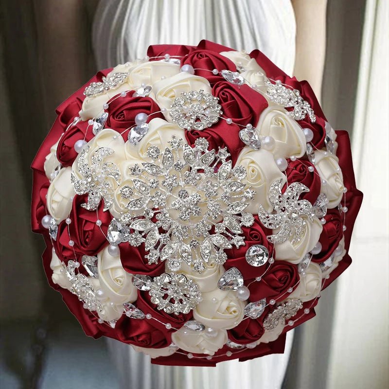 Cream Satin Rose Wedding Bouquet - Luzilly Bridal & Apparel