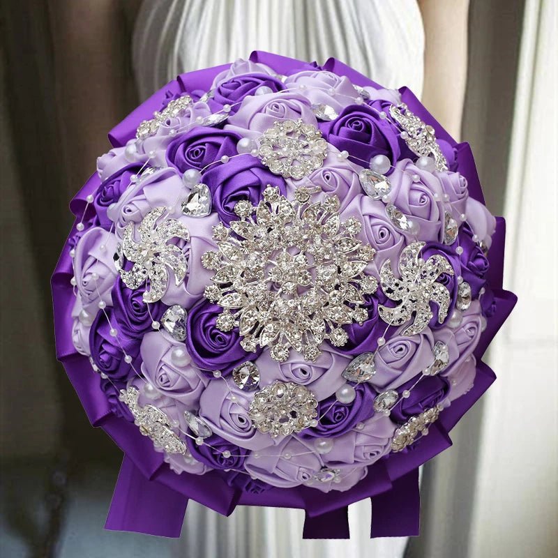 Cream Satin Rose Wedding Bouquet - Luzilly Bridal & Apparel