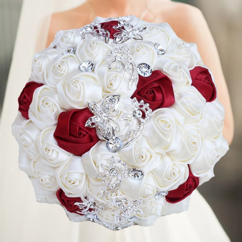 Cream Satin Rose Wedding Bouquet - Luzilly Bridal & Apparel