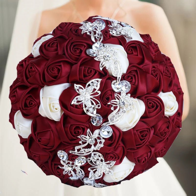 Cream Satin Rose Wedding Bouquet - Luzilly Bridal & Apparel