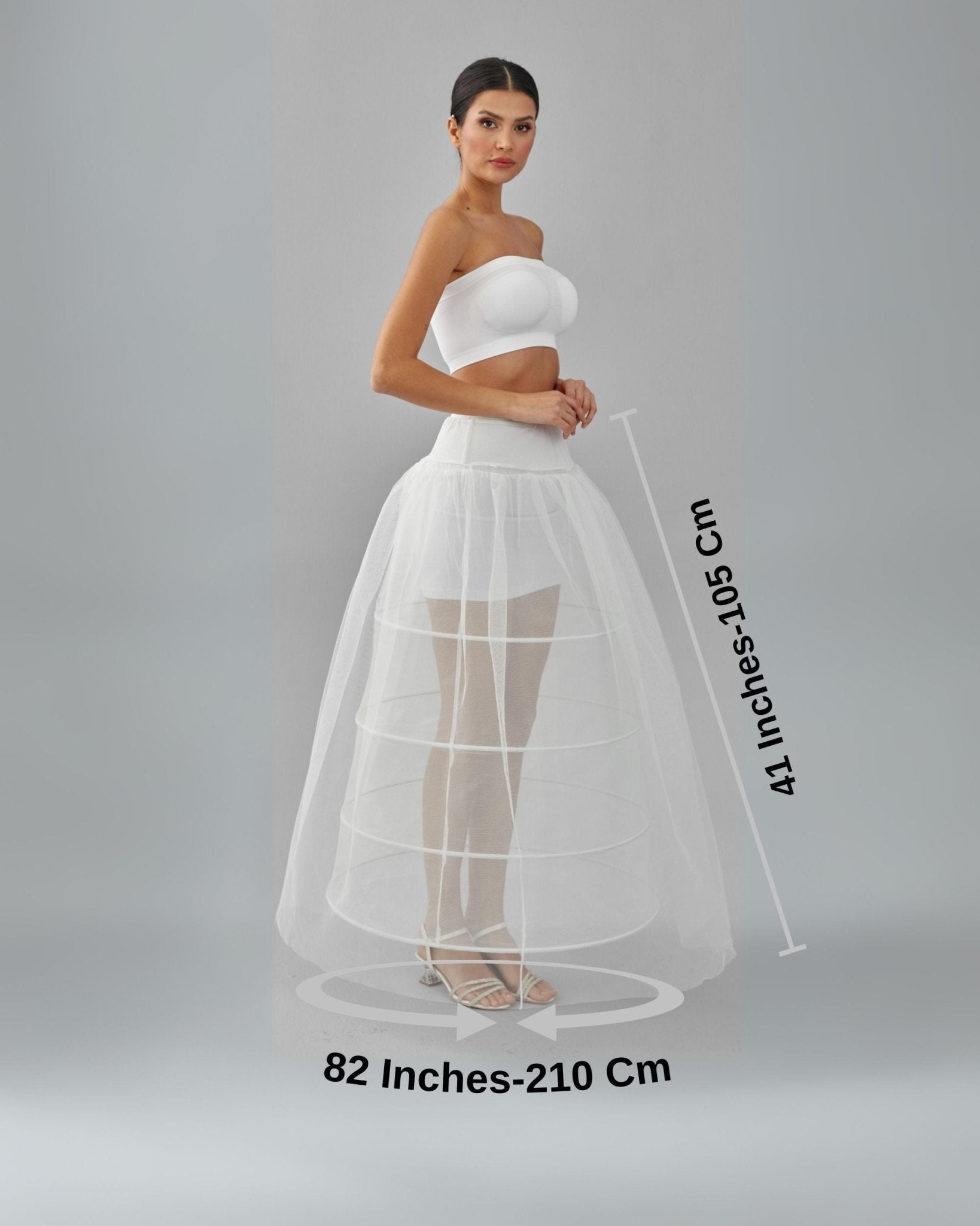 Crinoline, Wedding Dress Underskirt, White Petticoat Skirt, Four Hoop Skirt - Luzilly Bridal & Apparel