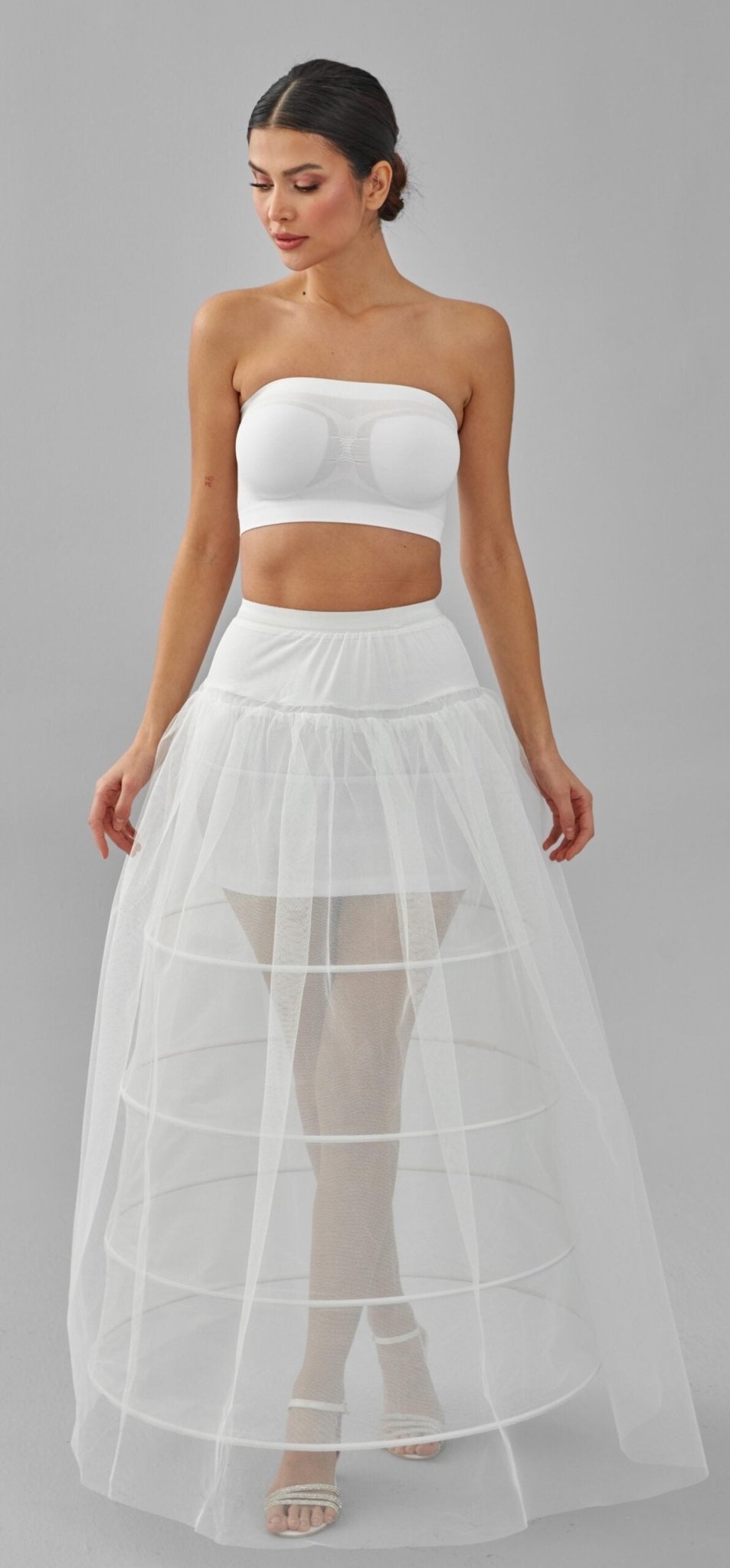 Crinoline, Wedding Dress Underskirt, White Petticoat Skirt, Four Hoop Skirt - Luzilly Bridal & Apparel