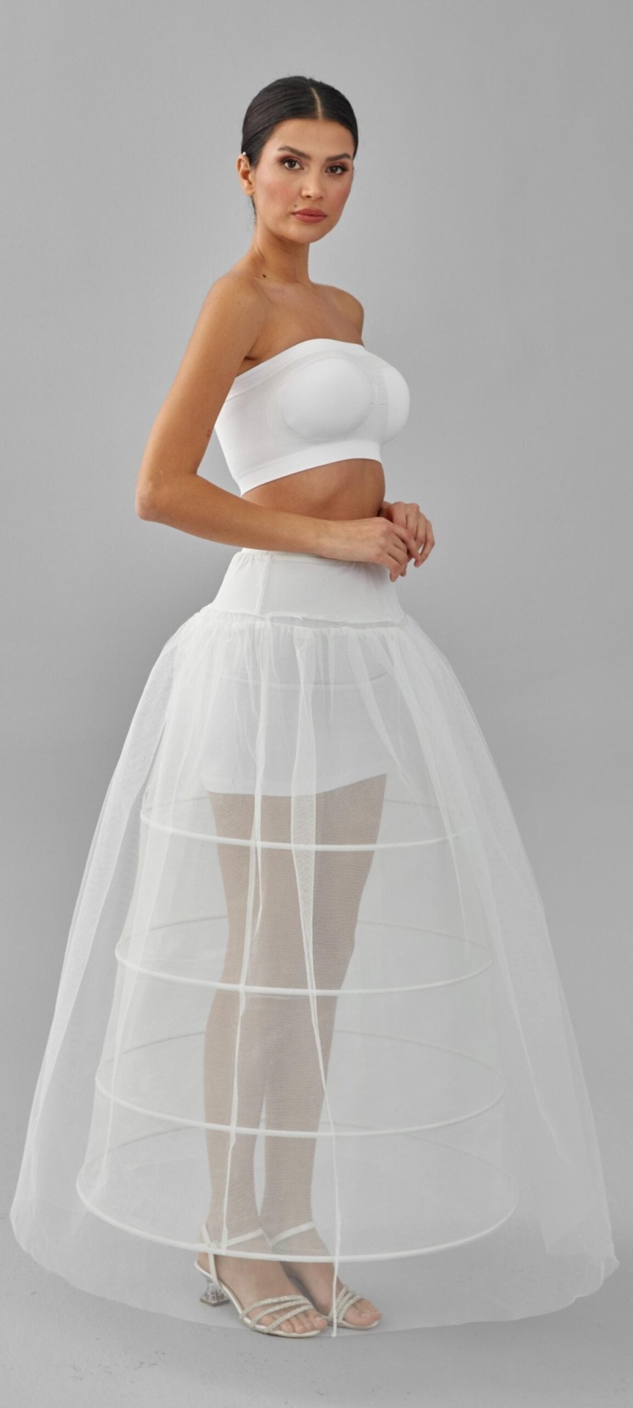 Crinoline, Wedding Dress Underskirt, White Petticoat Skirt, Four Hoop Skirt - Luzilly Bridal & Apparel