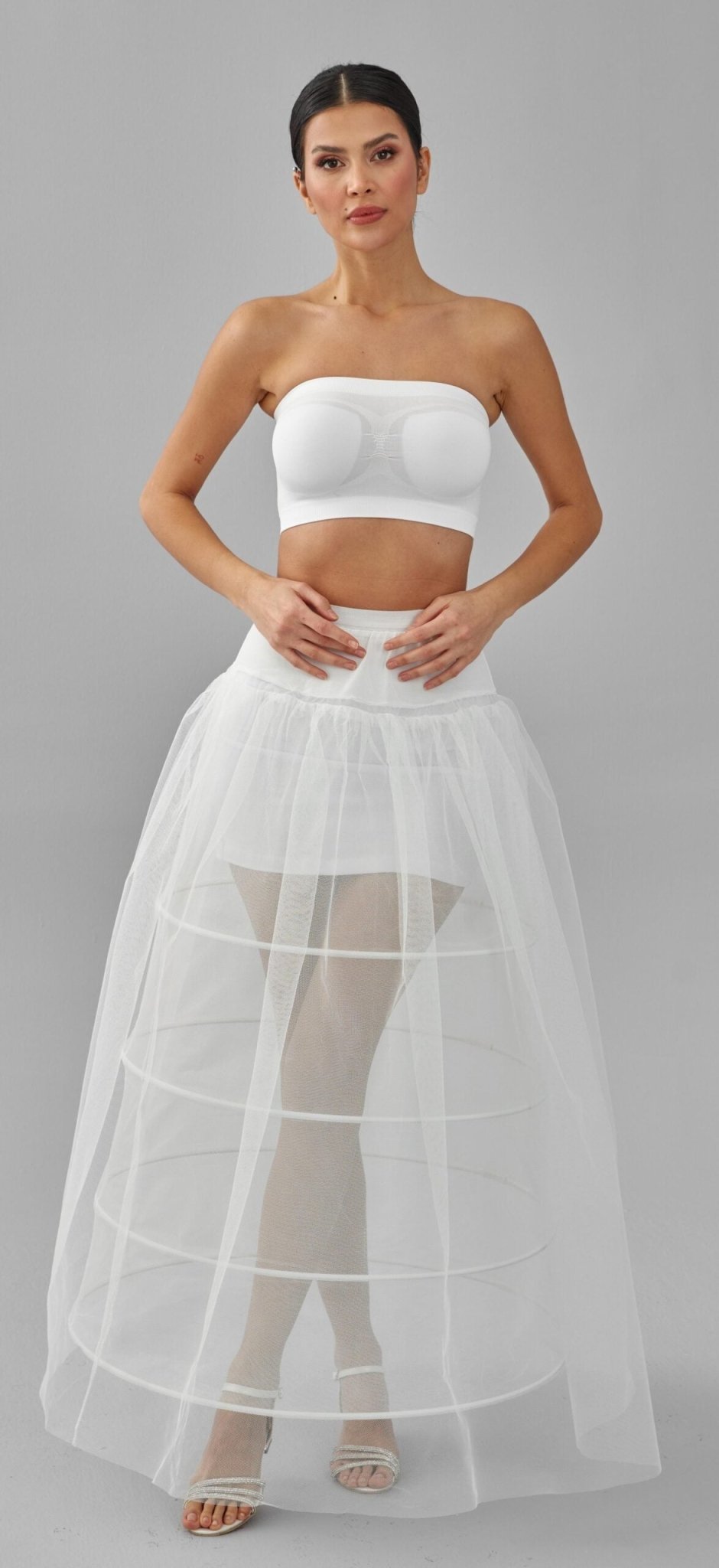 Crinoline, Wedding Dress Underskirt, White Petticoat Skirt, Four Hoop Skirt - Luzilly Bridal & Apparel