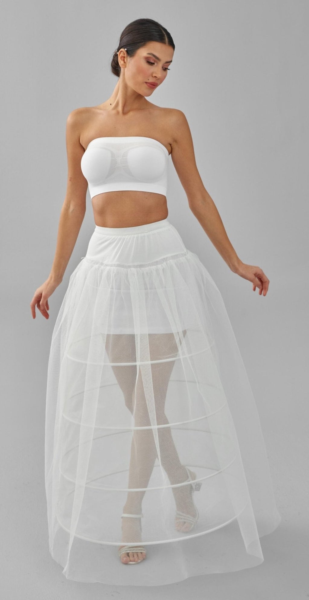 Crinoline, Wedding Dress Underskirt, White Petticoat Skirt, Four Hoop Skirt - Luzilly Bridal & Apparel