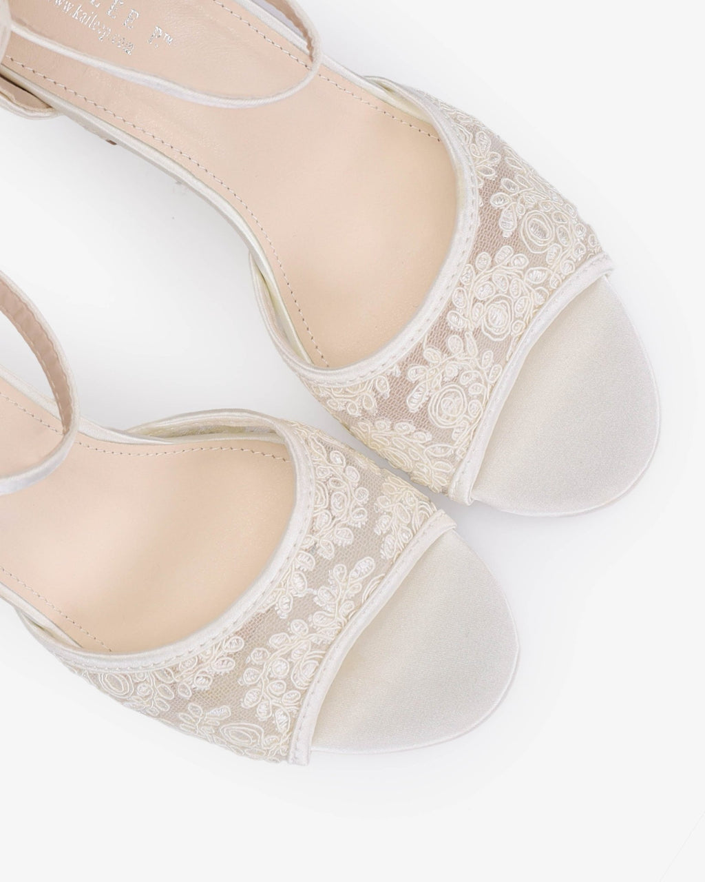 Crochet Lace Block Heel Sandals with Tulle Back Bow - Luzilly Bridal & Apparel