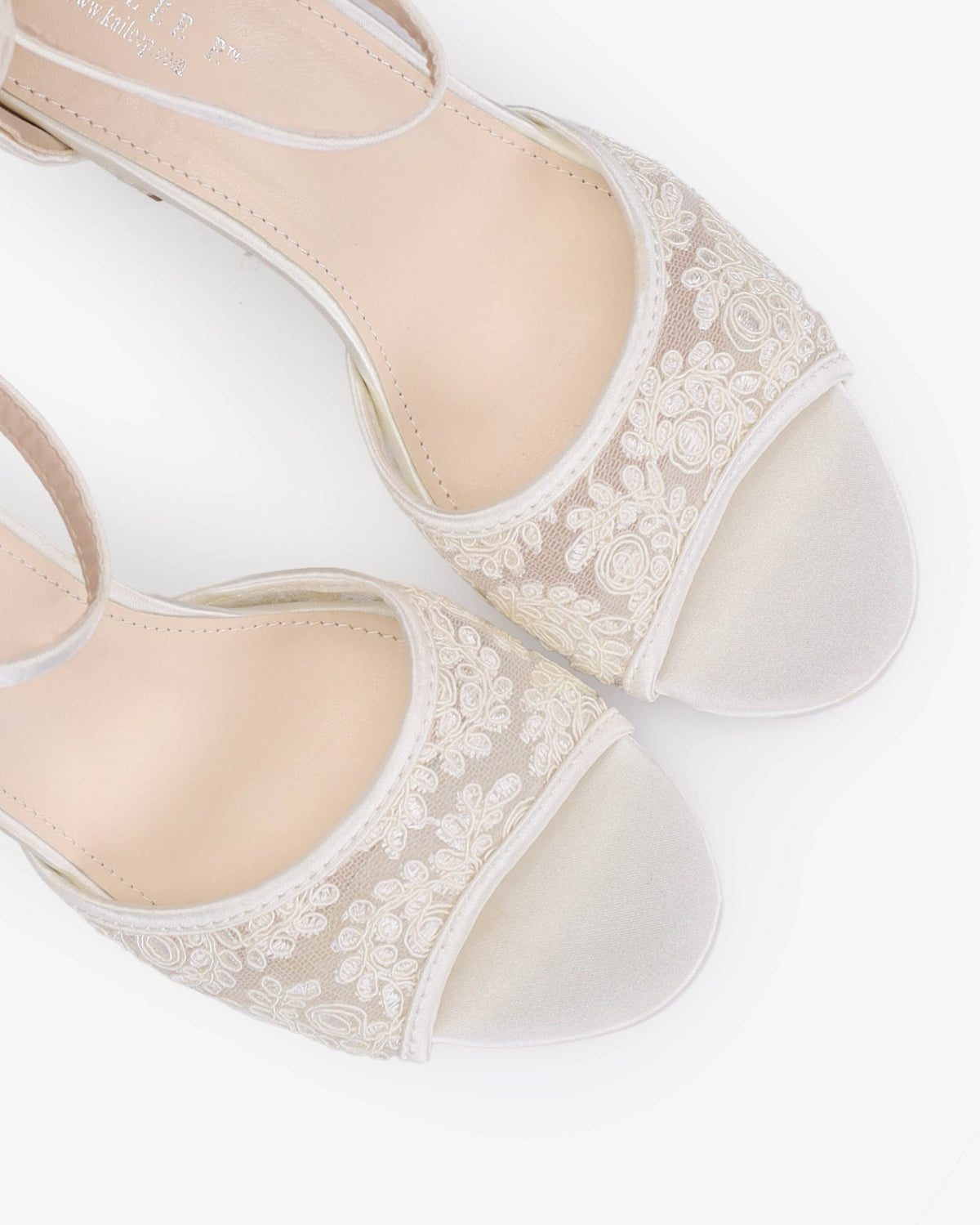 Crochet Lace Block Heel Sandals with Tulle Back Bow - Luzilly Bridal & Apparel