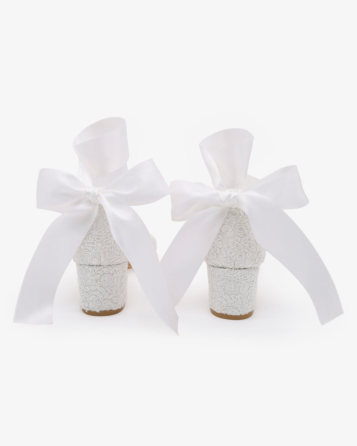 Crochet Lace Block Heel Wedding Sandals with Wrapped Ankle Tie - Luzilly Bridal & Apparel