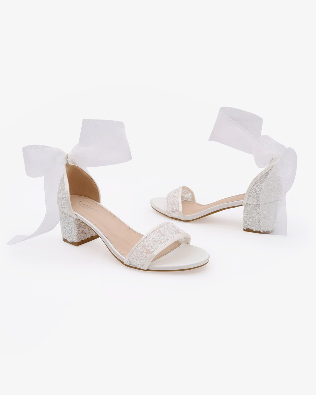 Crochet Lace Block Heel Wedding Sandals with Wrapped Ankle Tie - Luzilly Bridal & Apparel