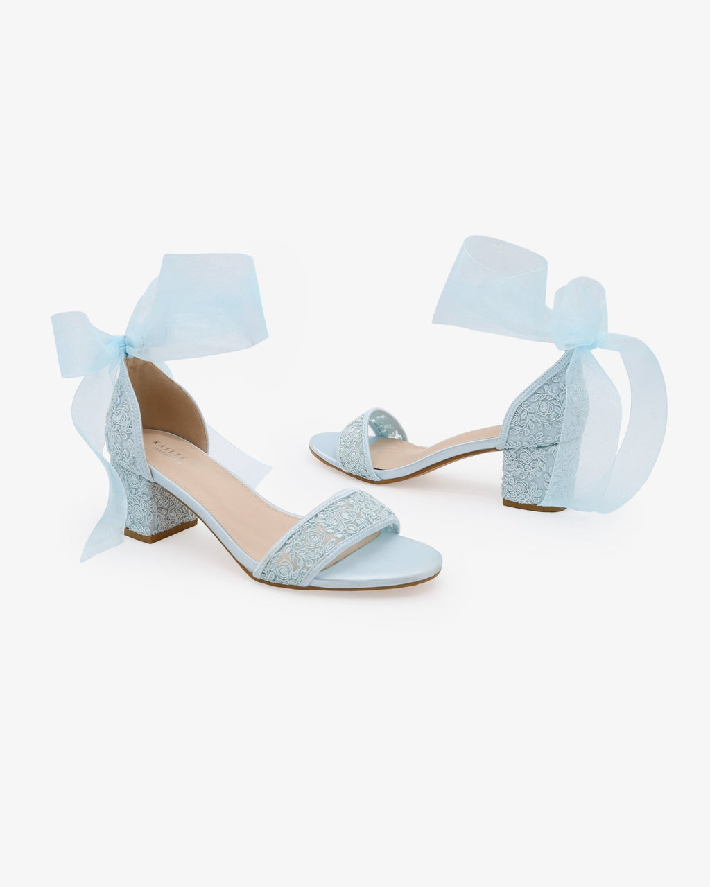 Crochet Lace Block Heel Wedding Sandals with Wrapped Ankle Tie - Luzilly Bridal & Apparel