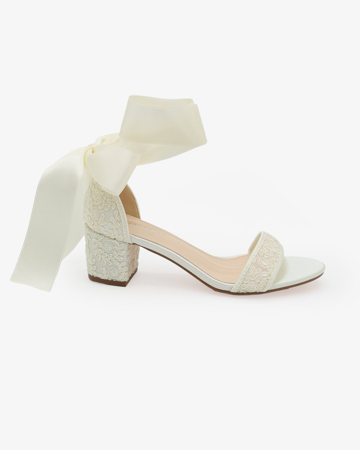 Crochet Lace Block Heel Wedding Sandals with Wrapped Ankle Tie - Luzilly Bridal & Apparel