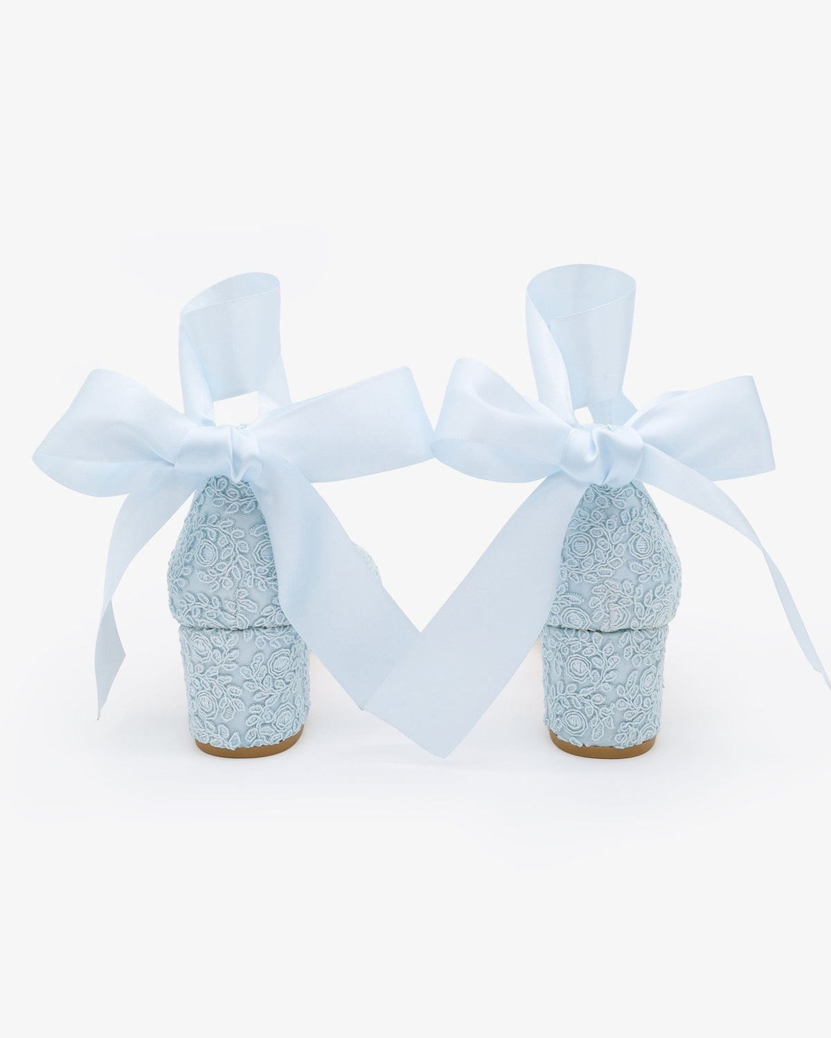 Crochet Lace Block Heel Wedding Sandals with Wrapped Ankle Tie - Luzilly Bridal & Apparel