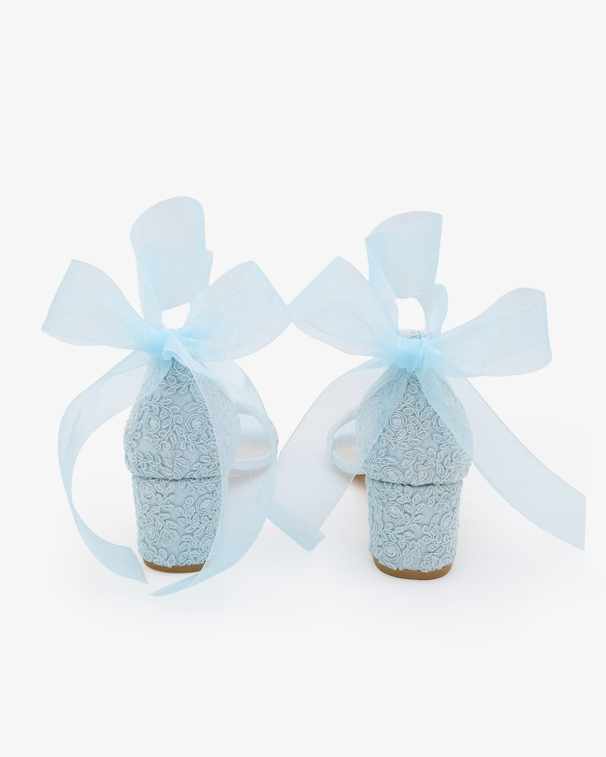 Crochet Lace Block Heel Wedding Sandals with Wrapped Ankle Tie - Luzilly Bridal & Apparel