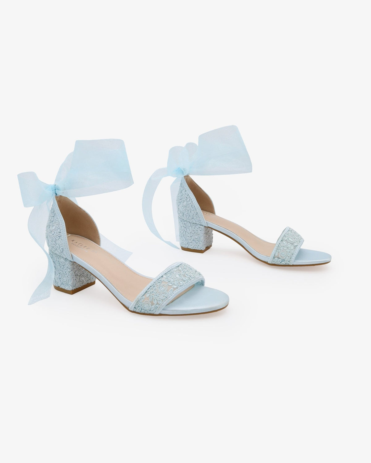 Crochet Lace Block Heel Wedding Sandals with Wrapped Ankle Tie - Luzilly Bridal & Apparel