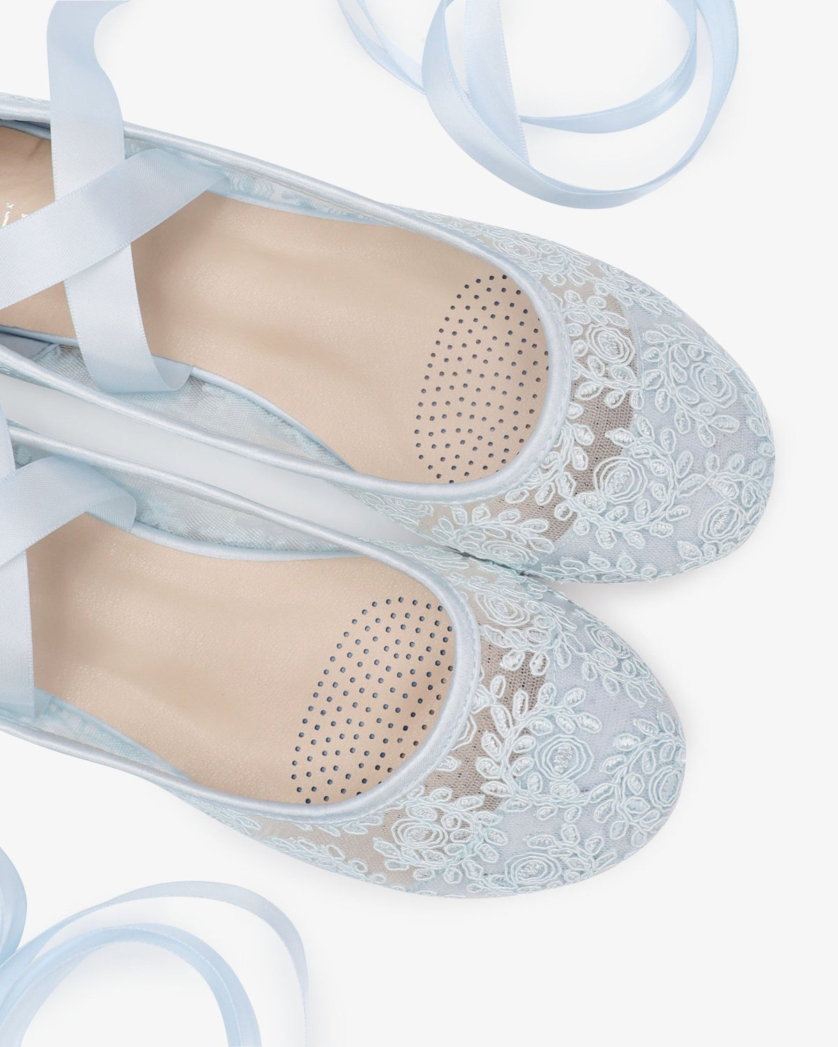 Crochet Lace Wedding Flats Ballerina Lace Up - Luzilly Bridal & Apparel