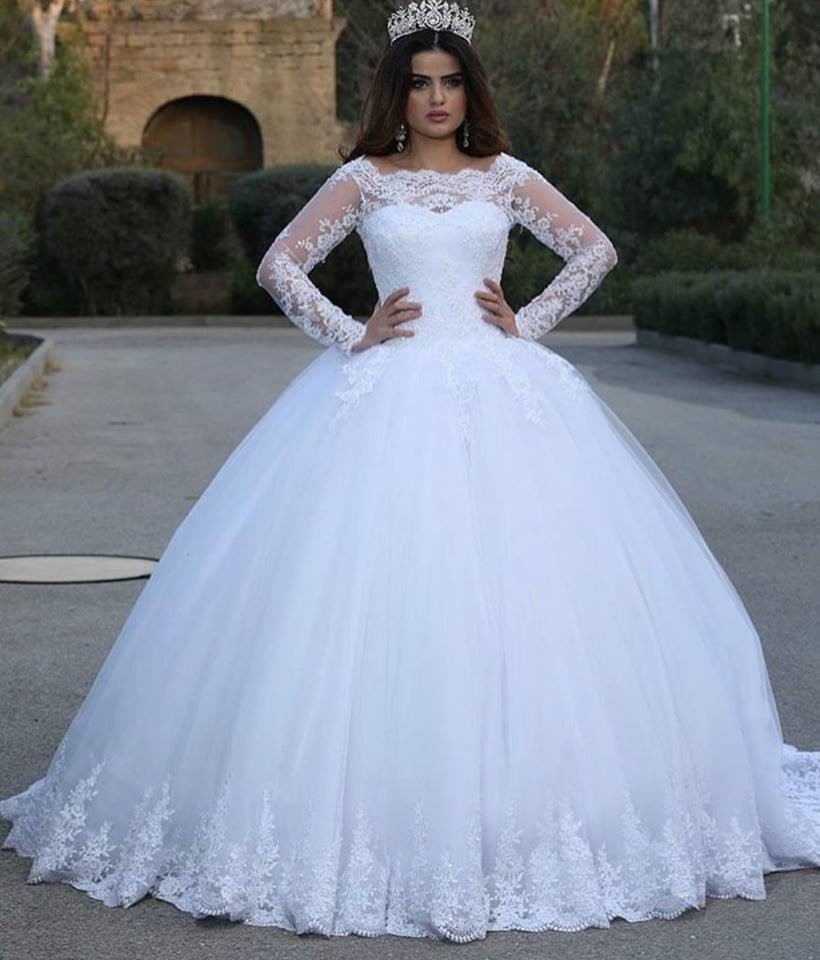 Cross-border Source White Vintage Lace Applique Wedding Dress - Luzilly Bridal & Apparel