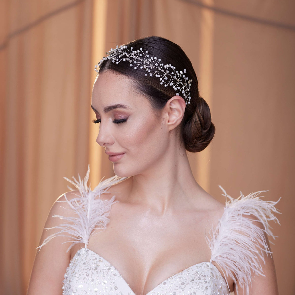Crystal and Pearl Bridal Hairvine - Luzilly Bridal & Apparel