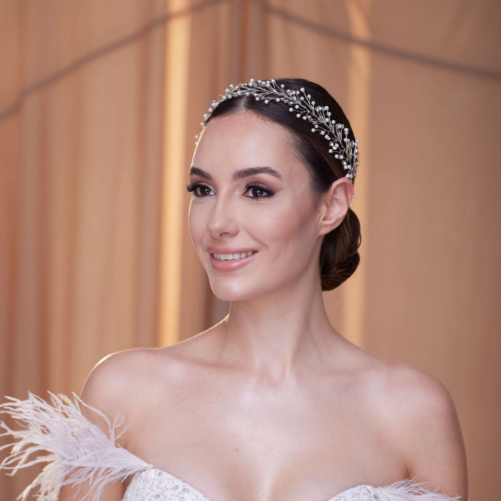 Crystal and Pearl Bridal Hairvine - Luzilly Bridal & Apparel