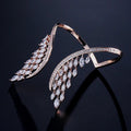Crystal Angel Wing Open Cuff Bracelet for Women Fashion Feather Shape Adjustable Bracelets Bridal Wedding Jewelry New - Luzilly Bridal & Apparel