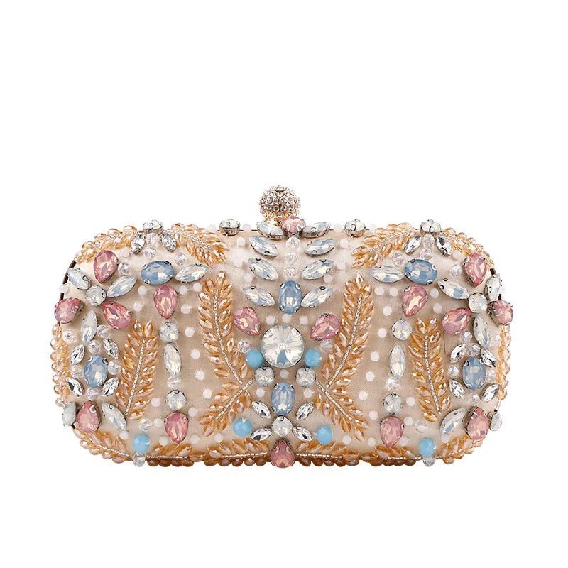 Crystal Beaded Clutch with Chain Strap - Luzilly Bridal & Apparel