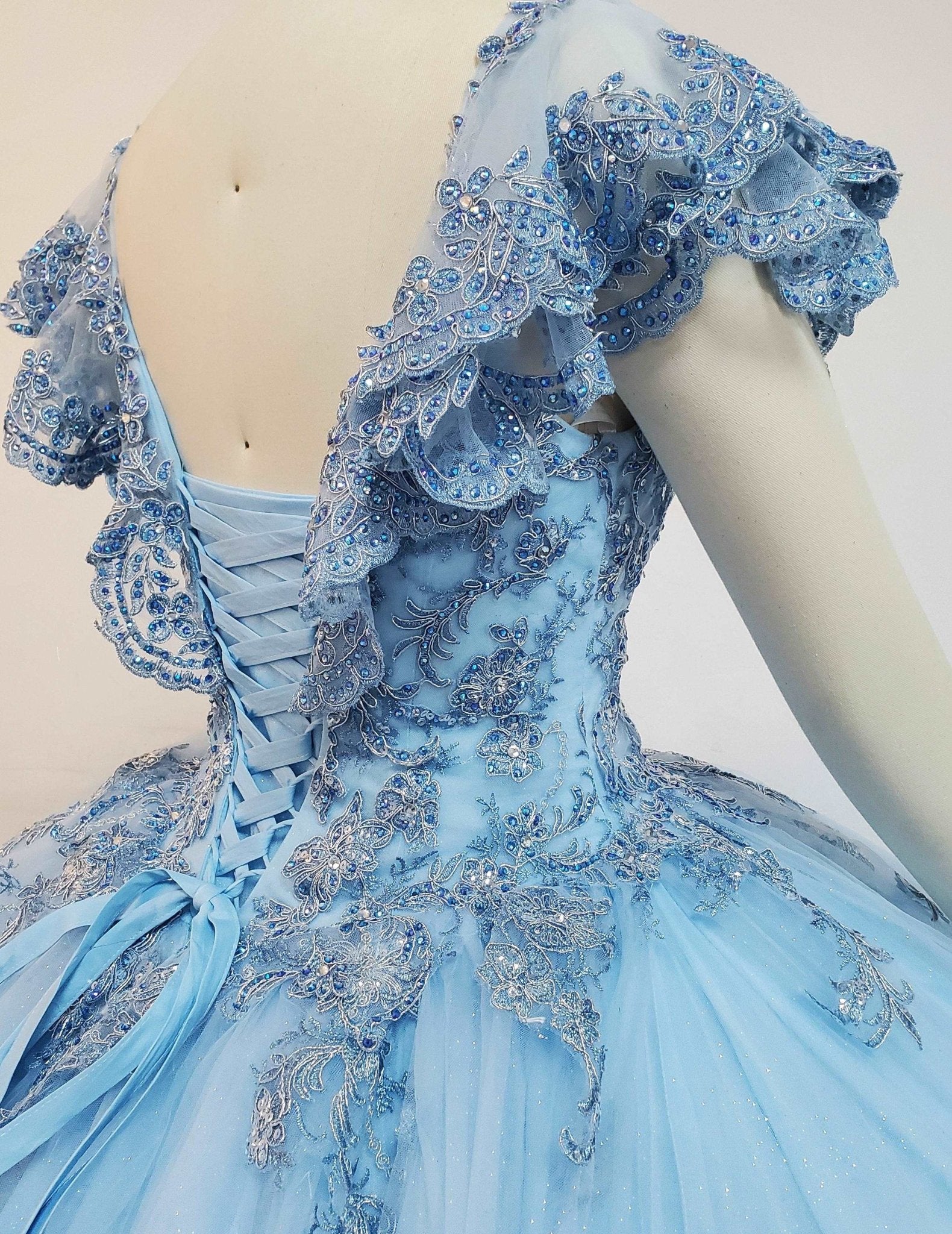 Crystal Beaded Minimalist Quinceañera Gown - Luzilly Bridal & Apparel