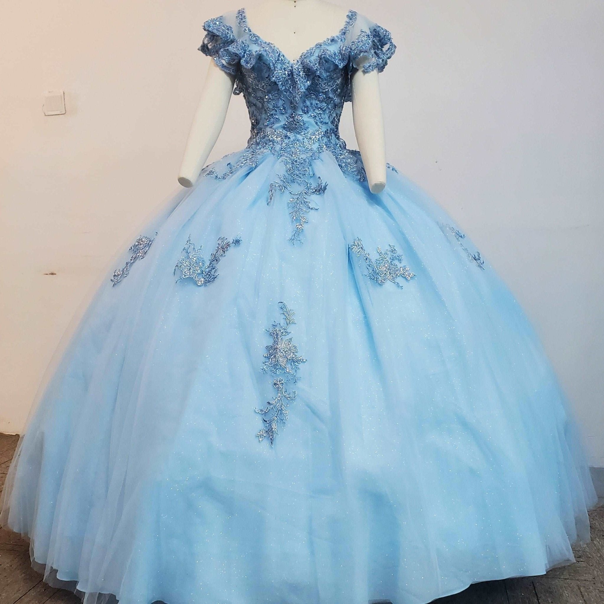 Crystal Beaded Minimalist Quinceañera Gown - Luzilly Bridal & Apparel
