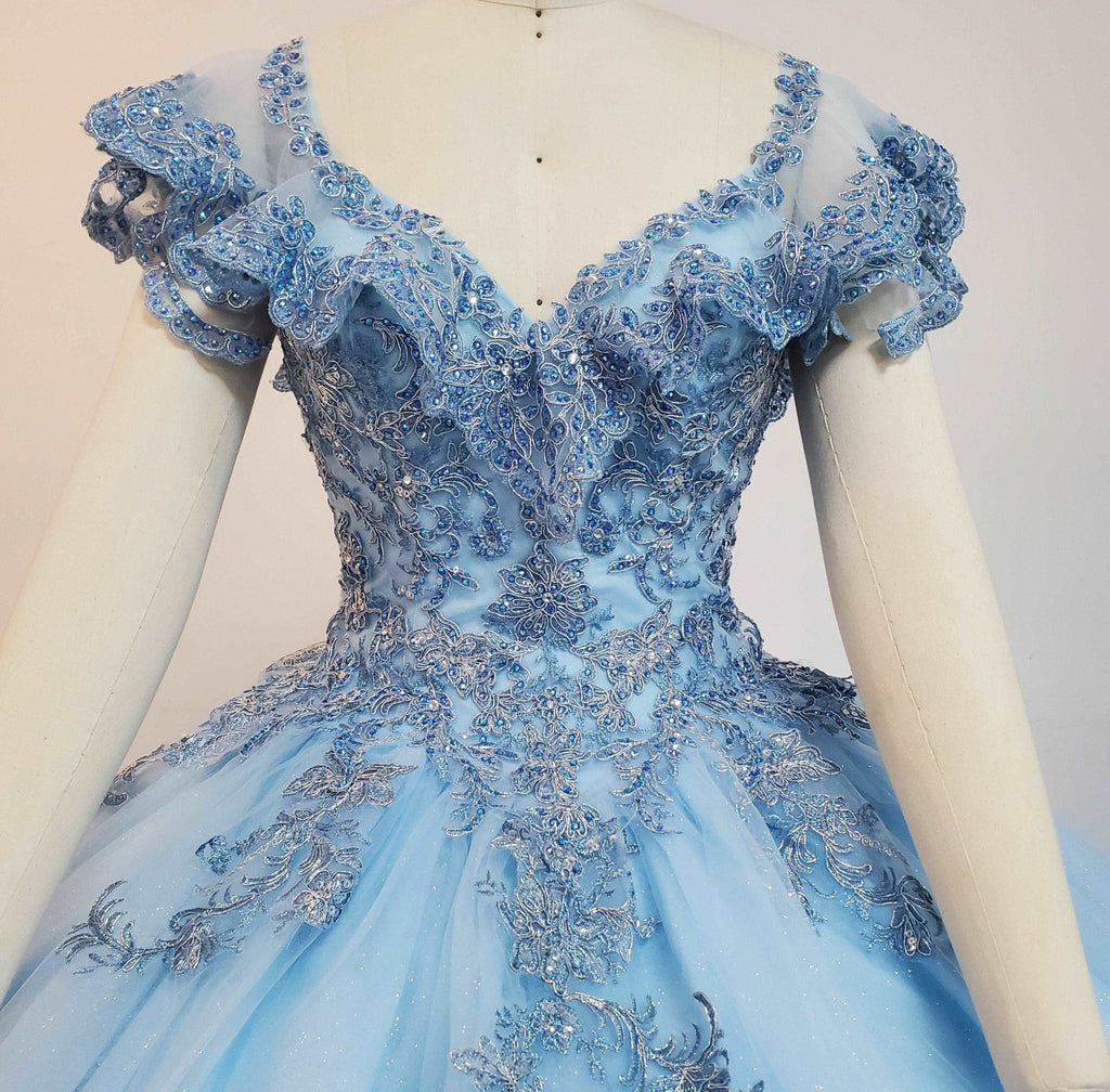 Crystal Beaded Minimalist Quinceañera Gown - Luzilly Bridal & Apparel