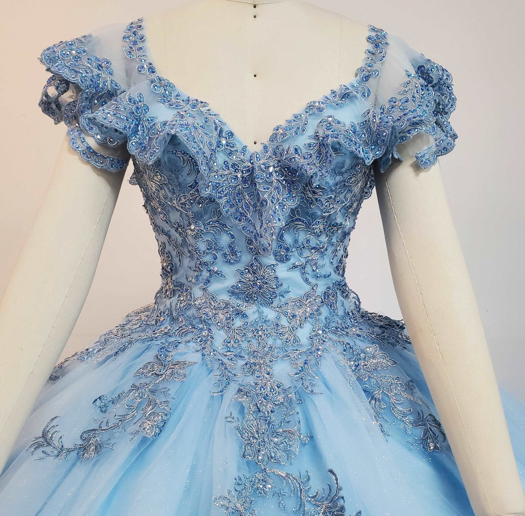 Crystal Beaded Minimalist Quinceañera Gown - Luzilly Bridal & Apparel