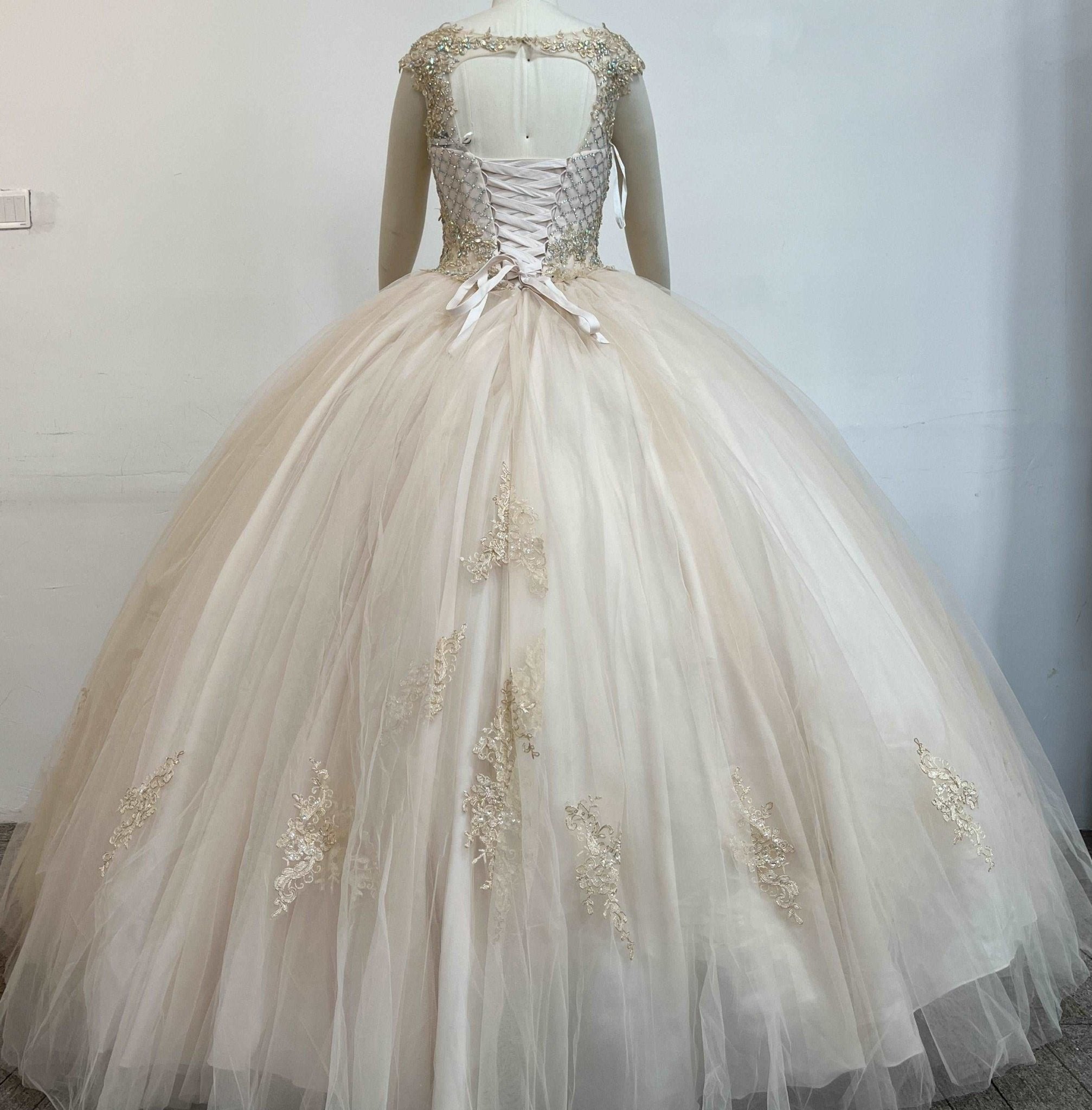 Crystal Beaded Sparkle Tulle Quinceañera Gown - Luzilly Bridal & Apparel