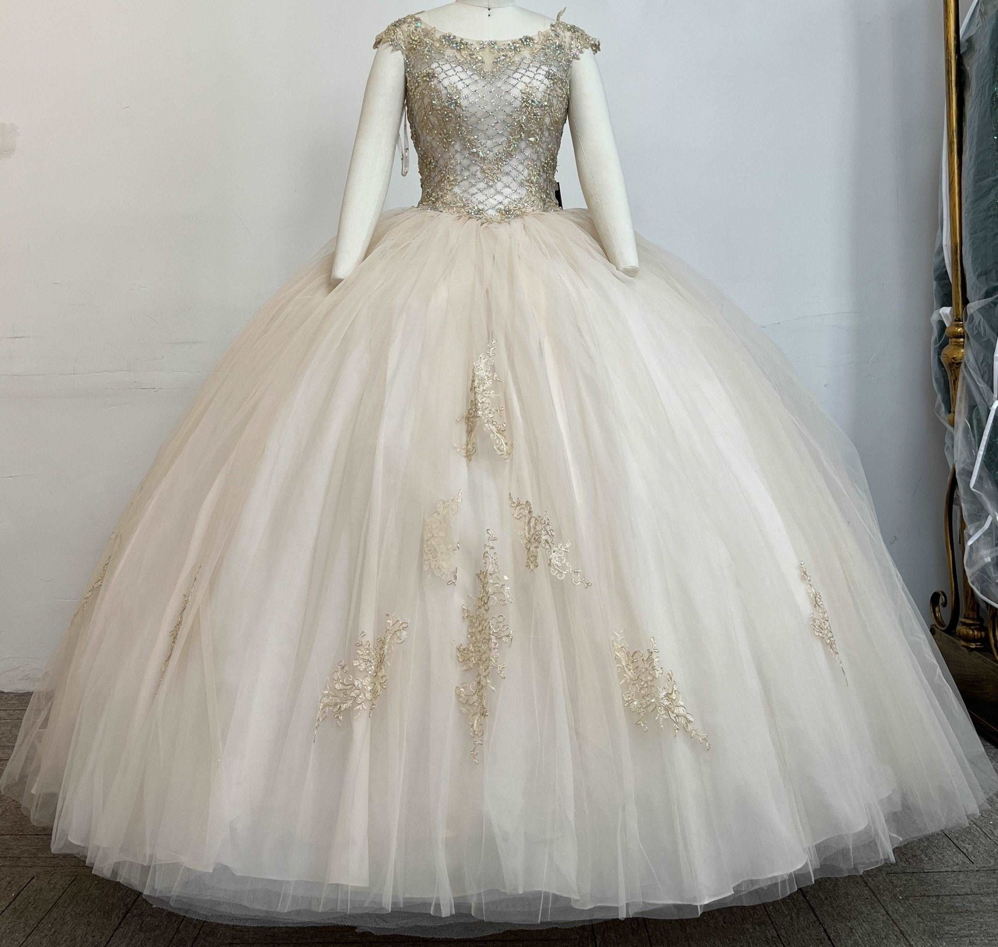 Crystal Beaded Sparkle Tulle Quinceañera Gown - Luzilly Bridal & Apparel