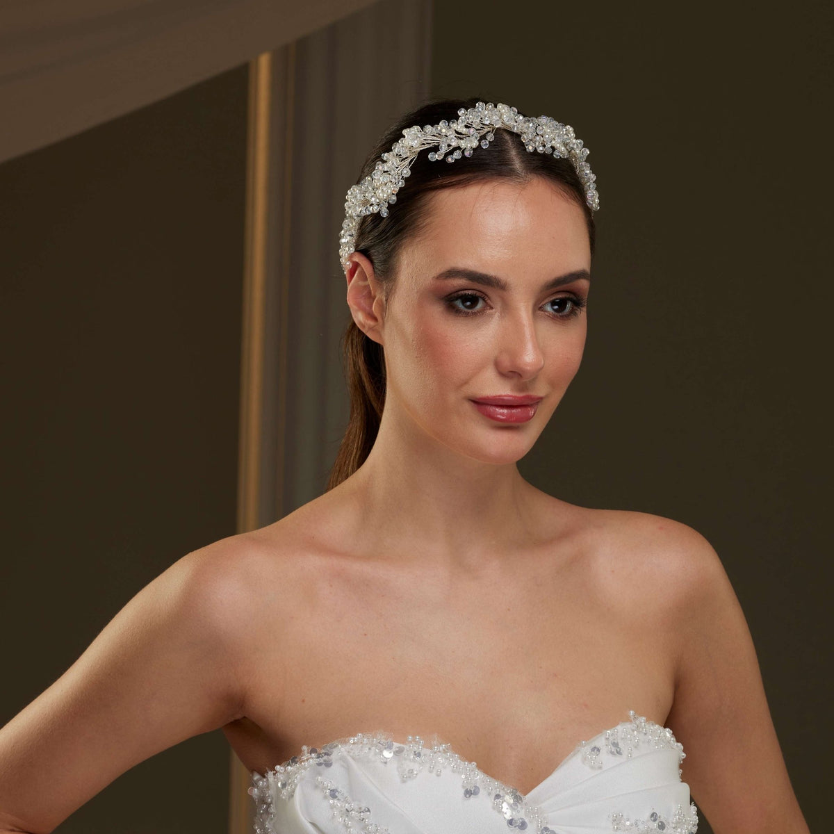 Crystal Beads and Pearl Bridal Hairvine - Luzilly Bridal & Apparel