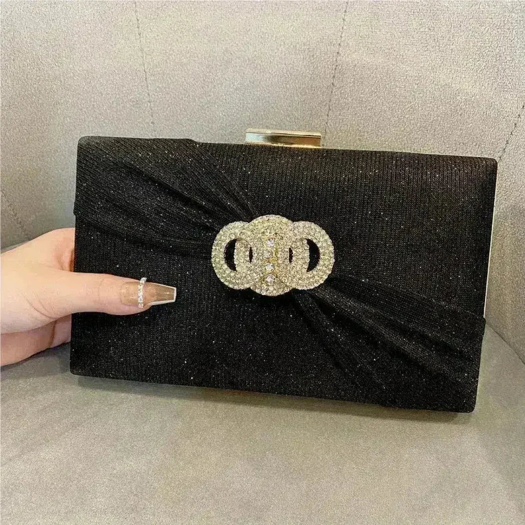 Crystal Clamshell Envelope Clutch Bag - Luzilly Bridal & Apparel