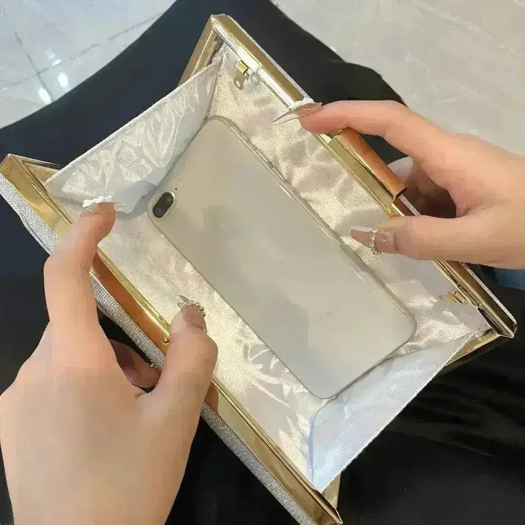 Crystal Clamshell Envelope Clutch Bag - Luzilly Bridal & Apparel