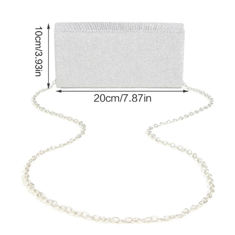 Crystal Envelope Evening Clutch with Chain - Luzilly Bridal & Apparel