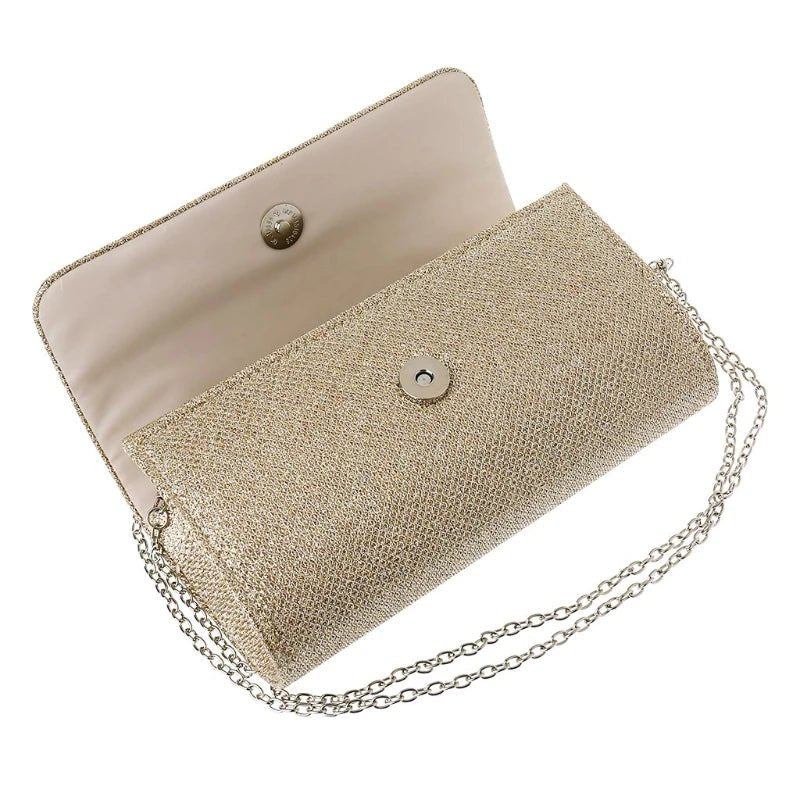 Crystal Envelope Evening Clutch with Chain - Luzilly Bridal & Apparel