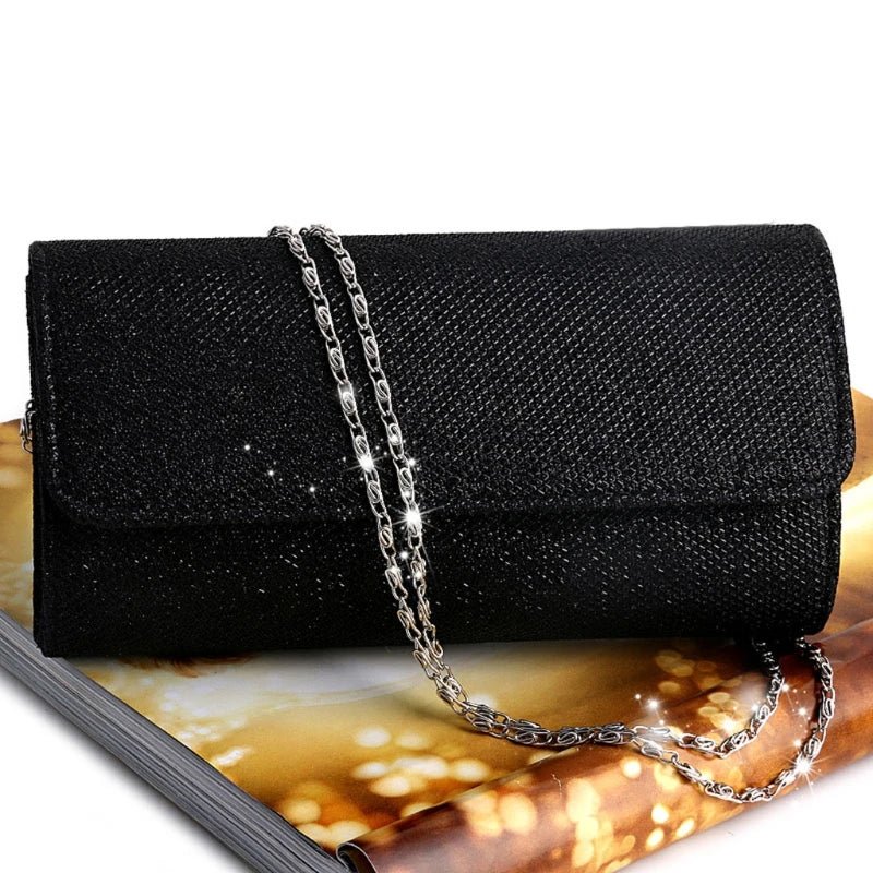 Crystal Envelope Evening Clutch with Chain - Luzilly Bridal & Apparel