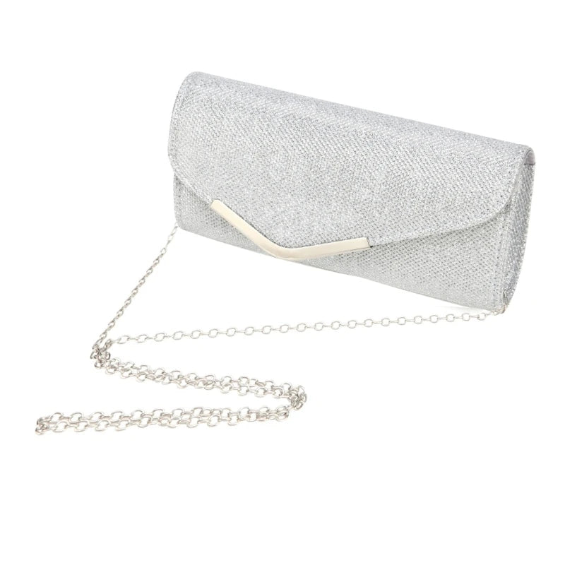 Crystal Envelope Evening Clutch with Chain - Luzilly Bridal & Apparel