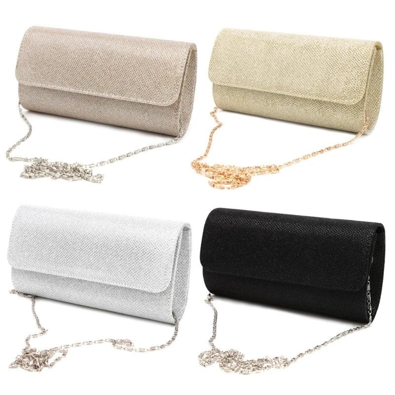 Crystal Envelope Evening Clutch with Chain - Luzilly Bridal & Apparel