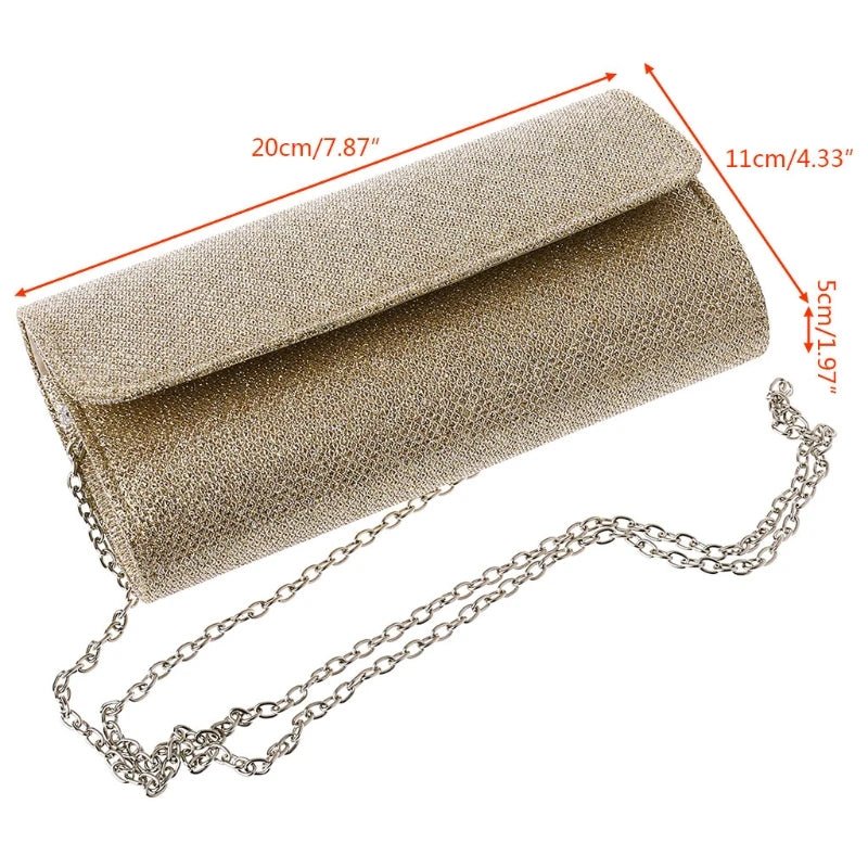 Crystal Envelope Evening Clutch with Chain - Luzilly Bridal & Apparel