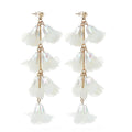 Crystal Flower Earrings Fabric Tassel Girl - Luzilly Bridal & Apparel