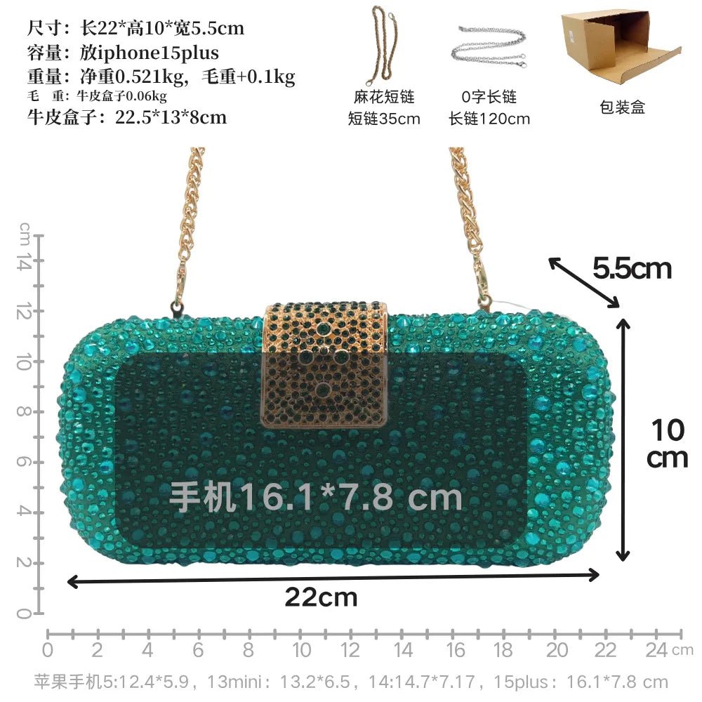 Crystal Full-Diamond Evening Clutch - Luzilly Bridal & Apparel