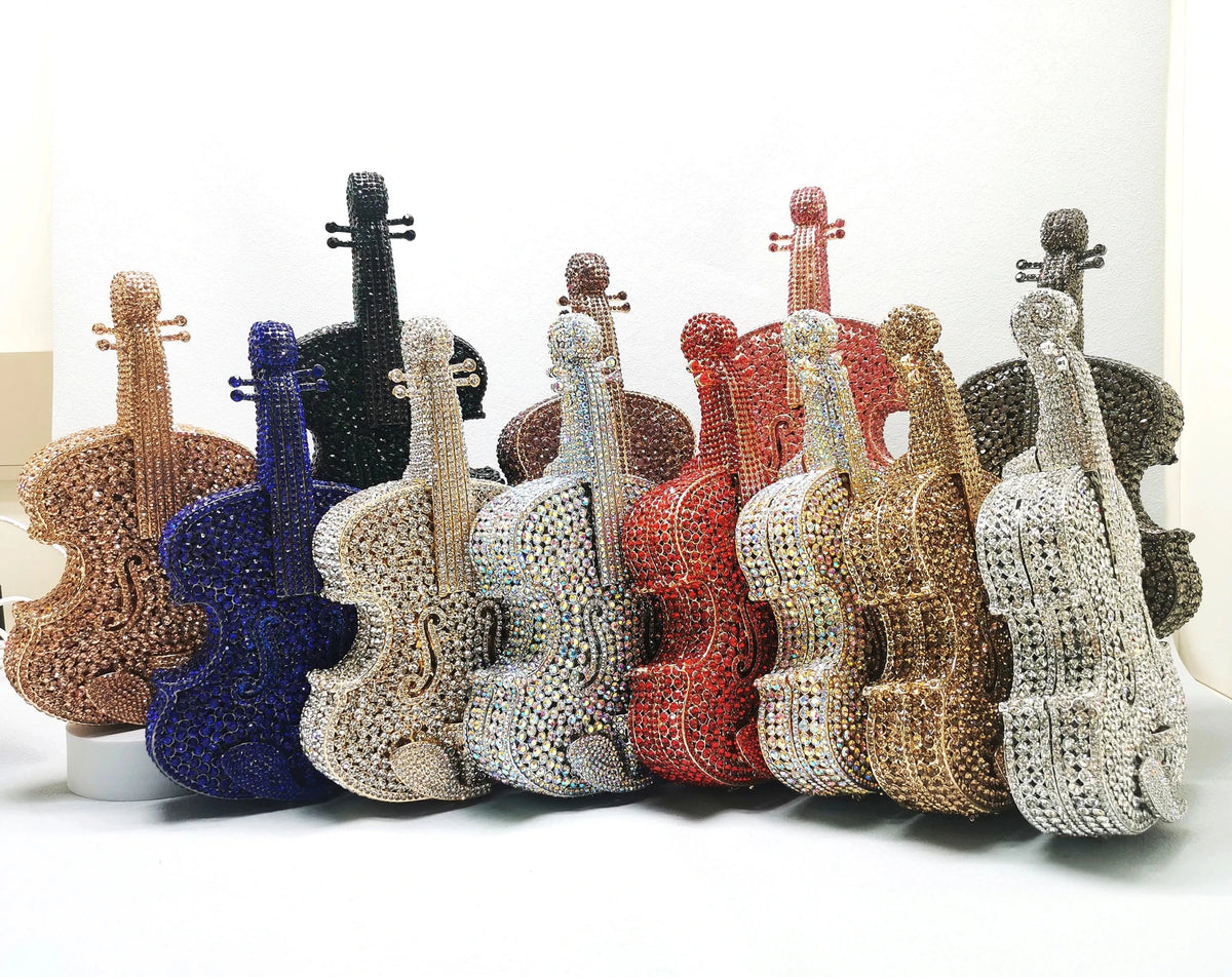 Crystal Guitar Minaudiere Clutch - Luzilly Bridal & Apparel