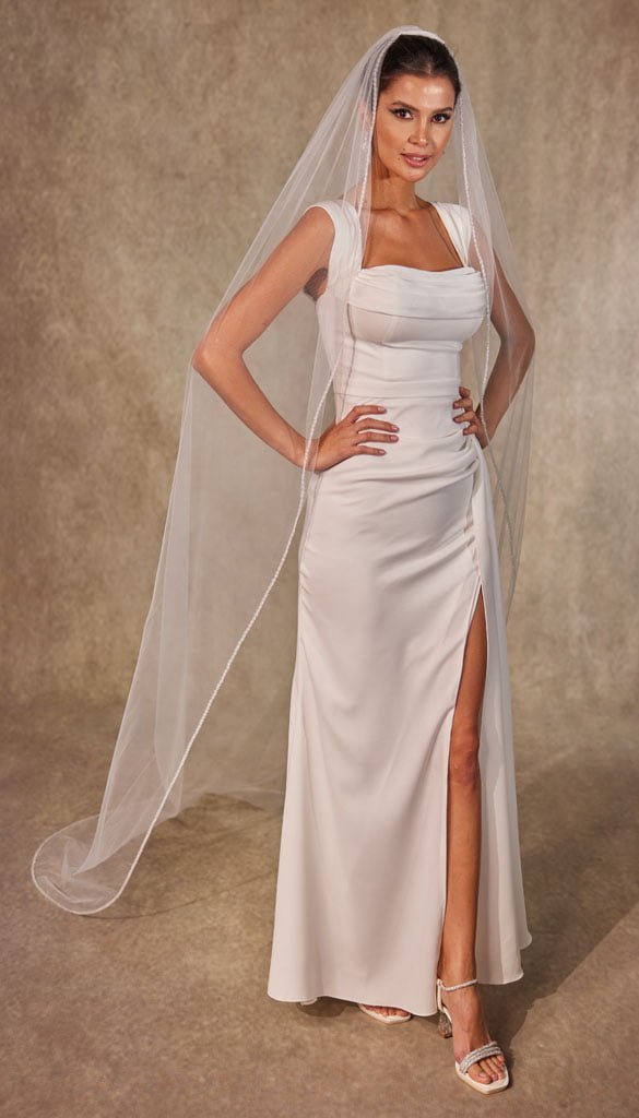 Crystal Knot Beaded Edge Wedding Veil - Luzilly Bridal & Apparel