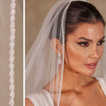 Crystal Knot Beaded Edge Wedding Veil - Luzilly Bridal & Apparel