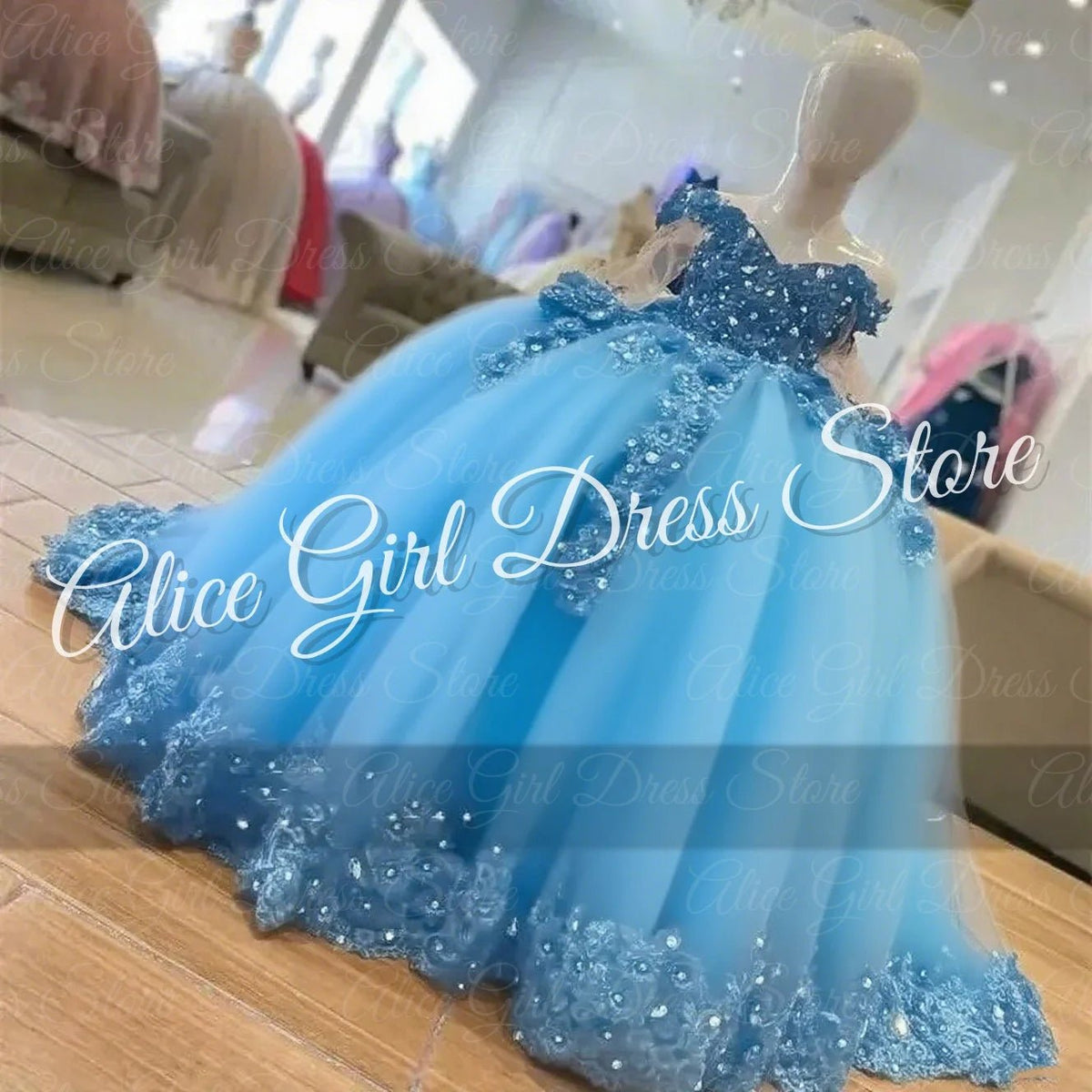 Crystal Lace Flower Girl Dress - Luzilly Bridal & Apparel