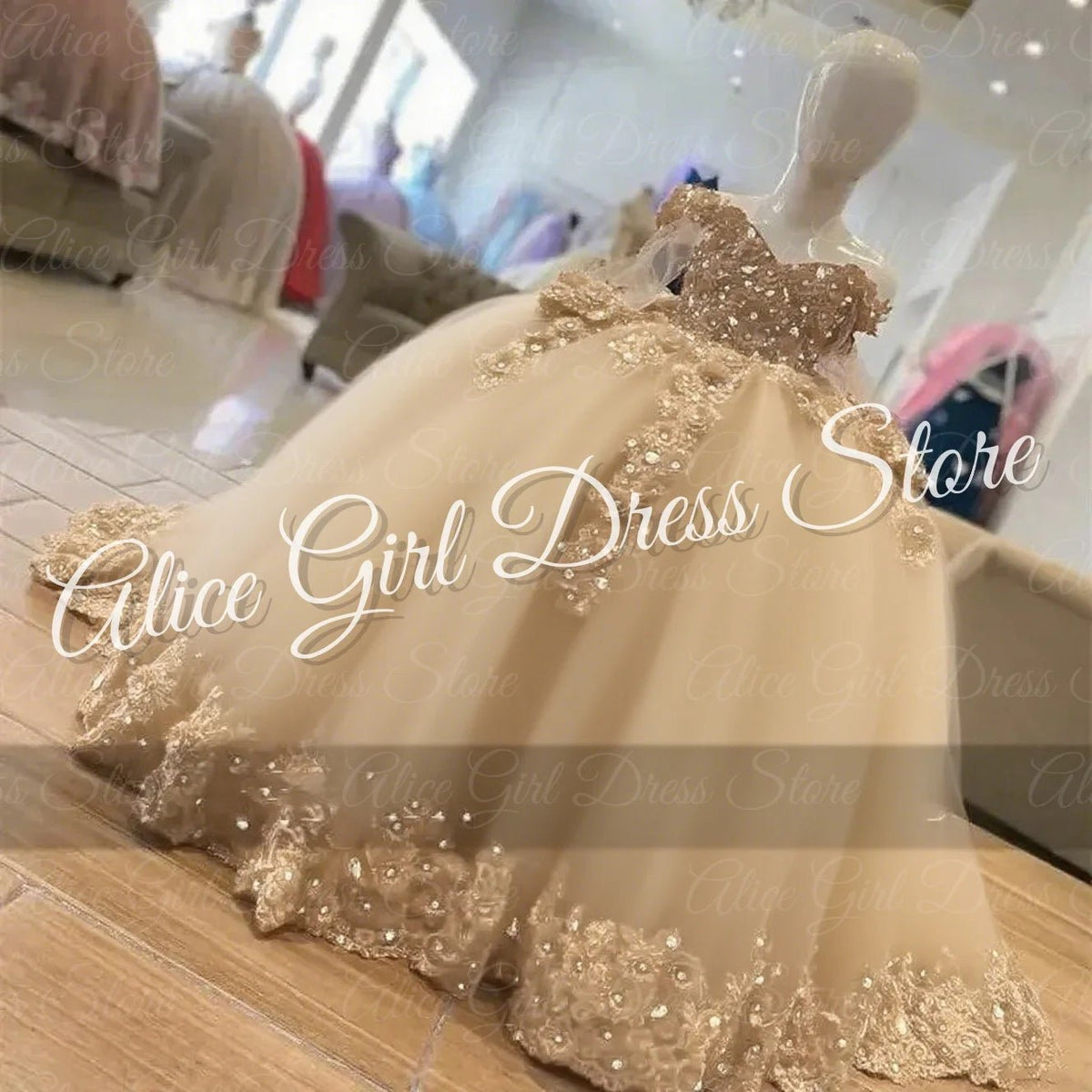 Crystal Lace Flower Girl Dress - Luzilly Bridal & Apparel