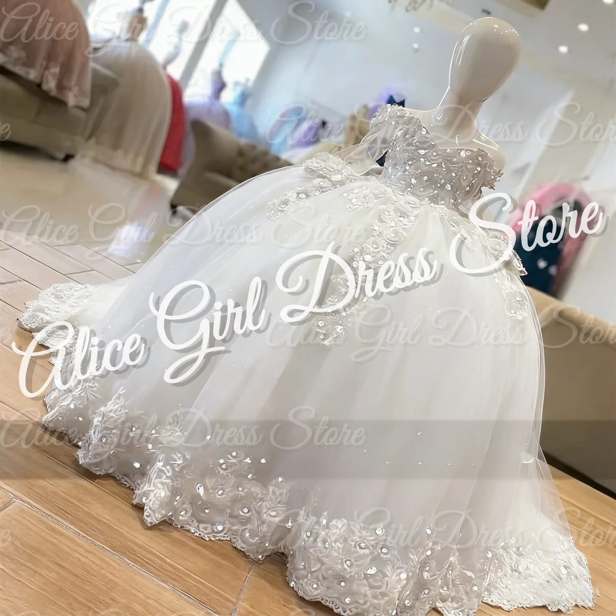 Crystal Lace Flower Girl Dress - Luzilly Bridal & Apparel