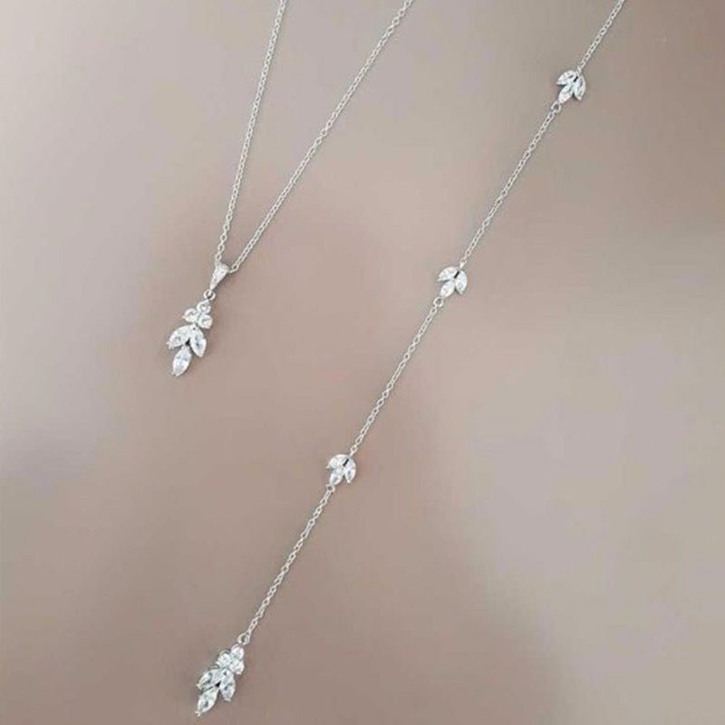 Crystal Leaf Bridal Back Chain - Luzilly Bridal & Apparel